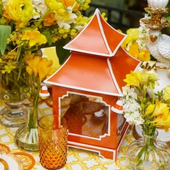 Mrs. Alice Burnt Orange Pagoda Lantern< Year-round Decorations | Autumn Decorations