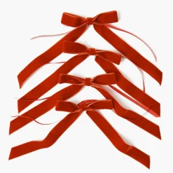 Mrs. Alice Burnt Orange Velvet Bows (Set of 4) - 20cm< Napkin Rings & Bows