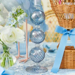 Mrs. Alice Camille Azure Candle Holder (Pair)< Summer Glassware | Summer Candleware
