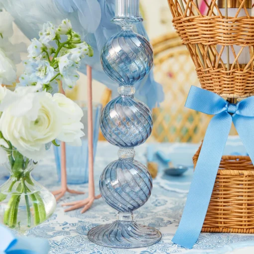 Mrs. Alice Camille Azure Candle Holder (Pair)< Summer Glassware | Summer Candleware