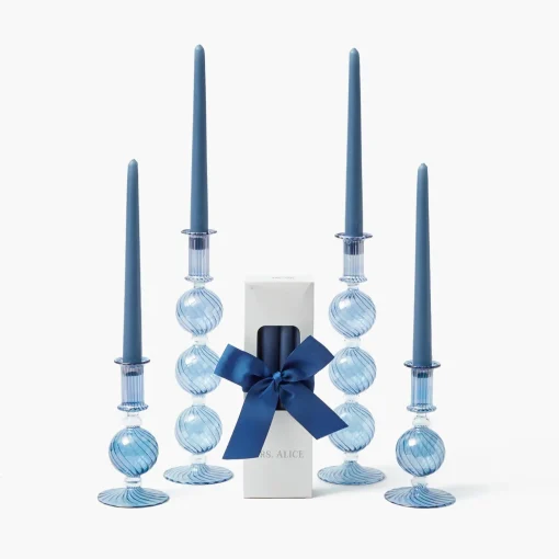 Mrs. Alice Camille Azure Candle Set (Dusty Blue)< Summer Glassware | Summer Candleware