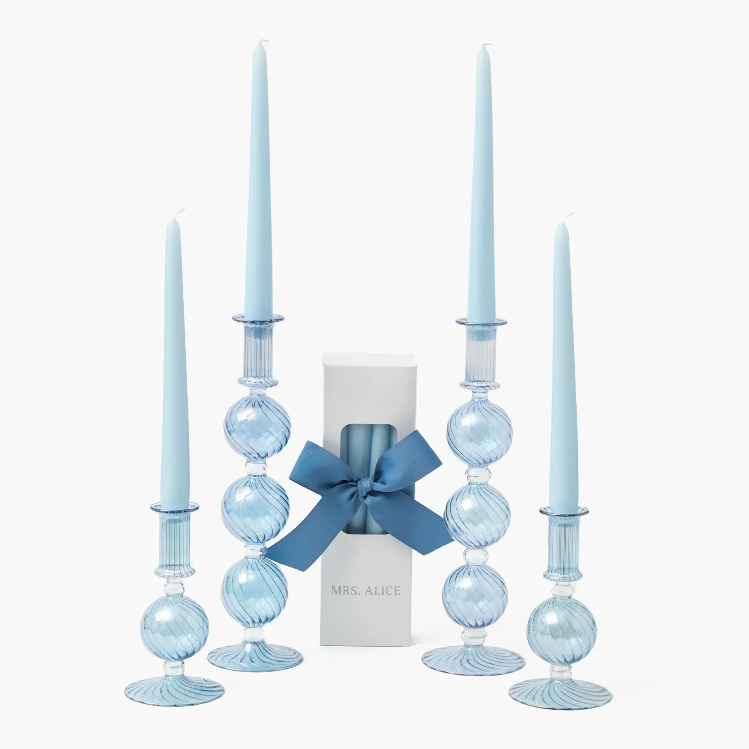 Mrs. Alice Camille Azure Candle Set (Blue)< Summer Glassware | Summer Candleware