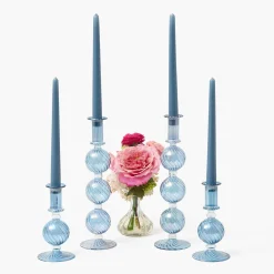 Mrs. Alice Camille Azure Candle Set (Dusty Blue)< Summer Glassware | Summer Candleware