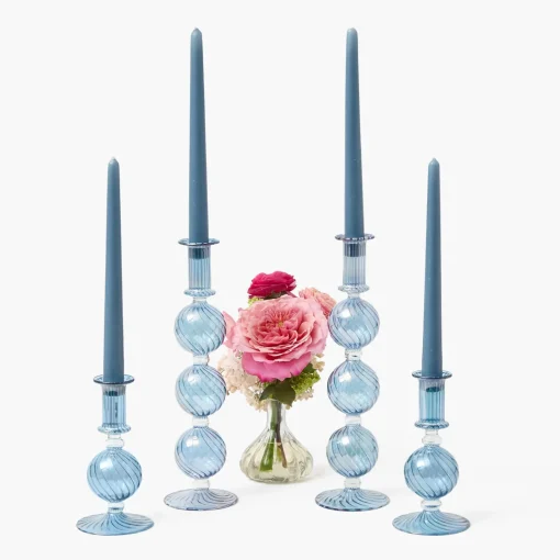 Mrs. Alice Camille Azure Candle Set (Dusty Blue)< Summer Glassware | Summer Candleware