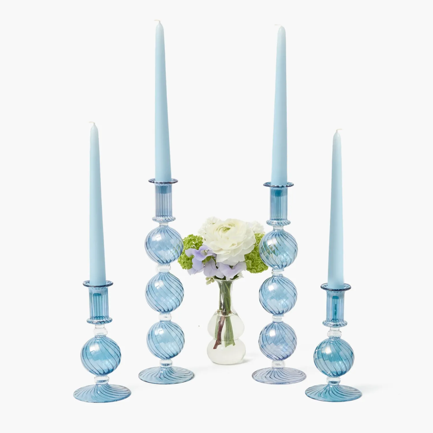 Mrs. Alice Camille Azure Candle Set (Blue)< Summer Glassware | Summer Candleware
