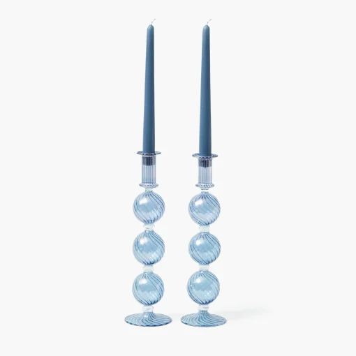 Mrs. Alice Camille Azure Candle Set (Dusty Blue)< Summer Glassware | Summer Candleware