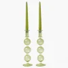 Mrs. Alice Camille Olive Candle Holder (Pair)< Summer Glassware | Summer Candleware