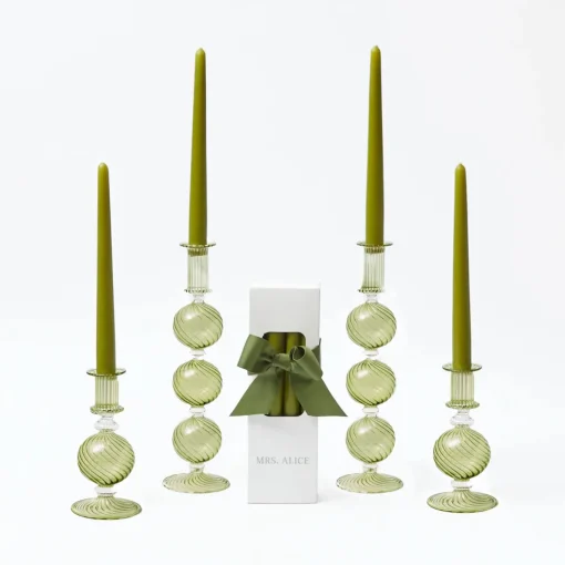 Mrs. Alice Camille Olive Candle Set (Apple Green)< Candles | Candlescapes