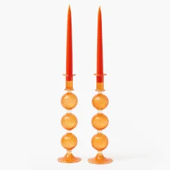 Mrs. Alice Camille Orange Candle Holder (Pair)< Candle Holders