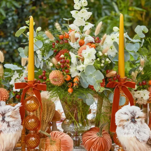 Mrs. Alice Camille Orange Candle Holder (Pair)< Candle Holders