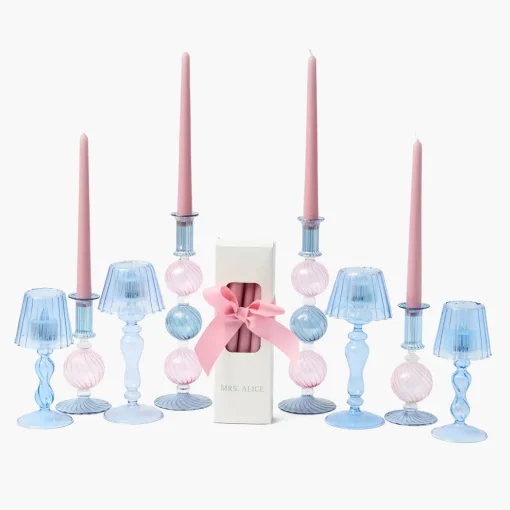 Mrs. Alice Camille Pink & Blue Candlescape< Candles | Candlescapes