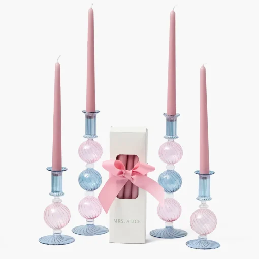 Mrs. Alice Camille Pink & Blue Candle Set< Candles | Candlescapes