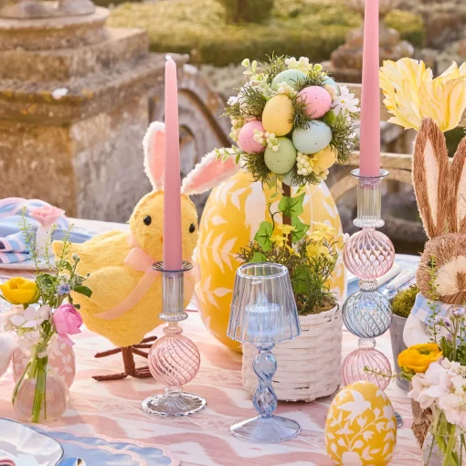 Mrs. Alice Camille Pink & Blue Candle Holder (Pair)< Candle Holders