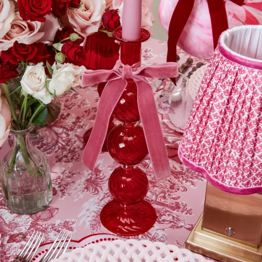 Mrs. Alice Camille Red Candle Holder (Pair)< Candle Holders