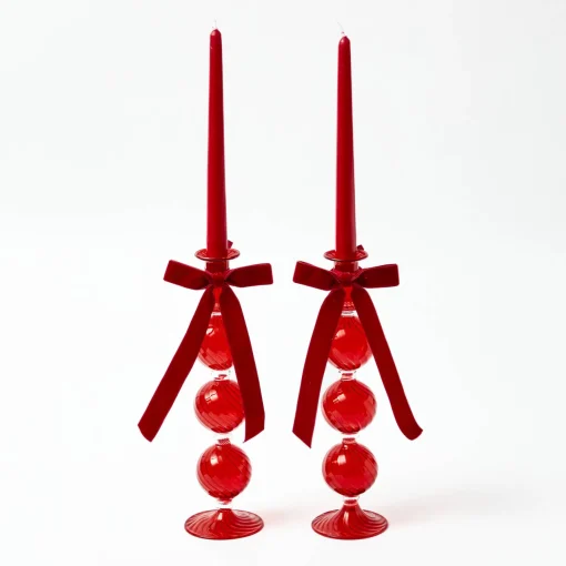 Mrs. Alice Camille Red Candle Holder (Pair)< Candle Holders
