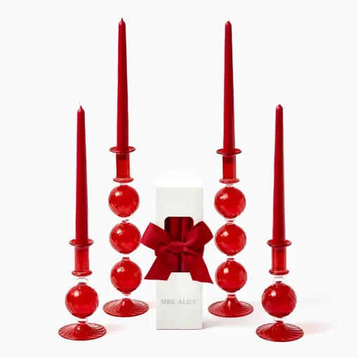 Mrs. Alice Camille Red Candle Set< Candles | Candlescapes