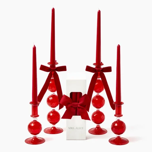 Mrs. Alice Camille Red Candle Set< Candles | Candlescapes