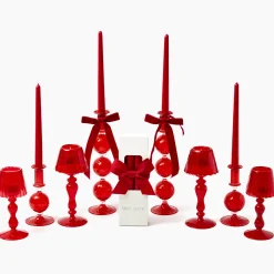 Mrs. Alice Camille Red Ribboned Candlescape< Candles | Candlescapes