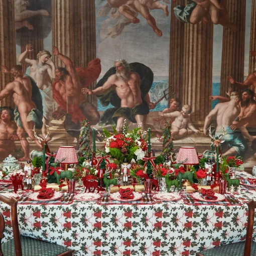 Mrs. Alice Camille Red Ribboned Candlescape< Candles | Candlescapes