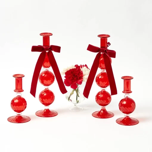 Mrs. Alice Camille Red Ribboned Candlescape< Candles | Candlescapes