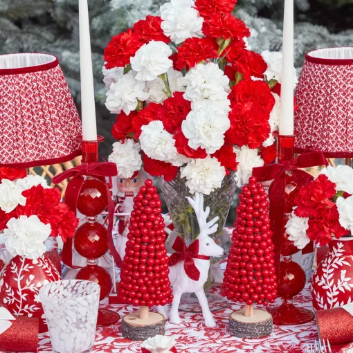 Mrs. Alice Camille Red Ribboned Candlescape< Candles | Candlescapes