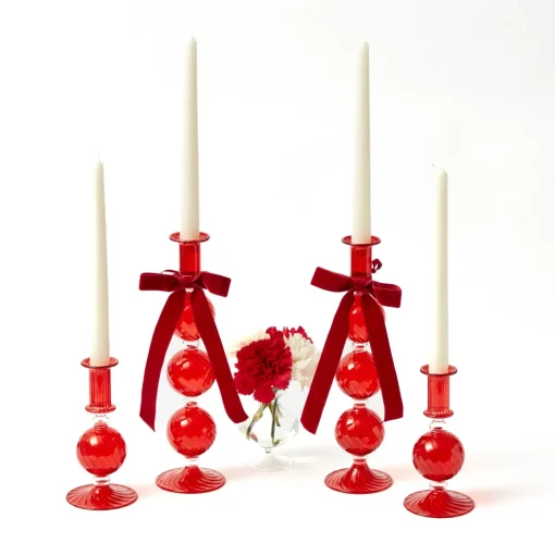Mrs. Alice Camille Red Ribboned Candlescape< Candles | Candlescapes
