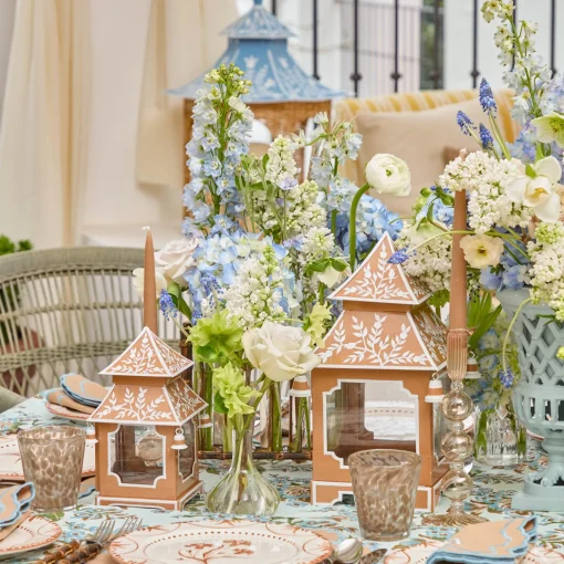Mrs. Alice Caramel Chinoiserie Pagoda Lantern< Summer Candleware | Year-round Decorations