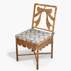 Mrs. Alice Celine Bow Rattan Chair with Putty Ikat Cushion< Furniture | Furniture