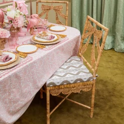 Mrs. Alice Celine Bow Rattan Chair with Putty Ikat Cushion< Furniture | Furniture