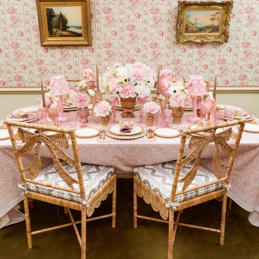 Mrs. Alice Celine Bow Rattan Chair with Putty Ikat Cushion< Furniture | Furniture