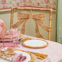 Mrs. Alice Celine Bow Rattan Chair with Putty Ikat Cushion< Furniture | Furniture
