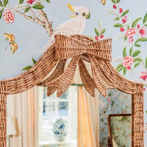 Mrs. Alice Celine Bow Rattan Mirror< Mirrors