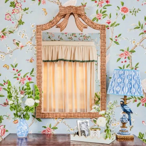 Mrs. Alice Celine Bow Rattan Mirror< Mirrors