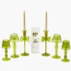 Mrs. Alice Celine Green Glass Bow Candlescape (Gold)< Candles | Candlescapes