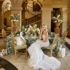 Mrs. Alice Celine Green Glass Bow Candlescape (Gold)< Candles | Candlescapes