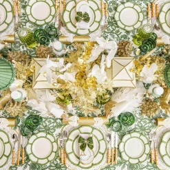 Mrs. Alice Celine Green Glass Bow Candlescape (Gold)< Candles | Candlescapes