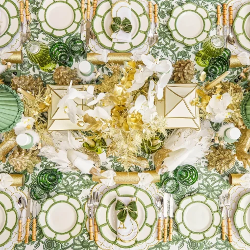 Mrs. Alice Celine Green Glass Bow Candlescape (Gold)< Candles | Candlescapes