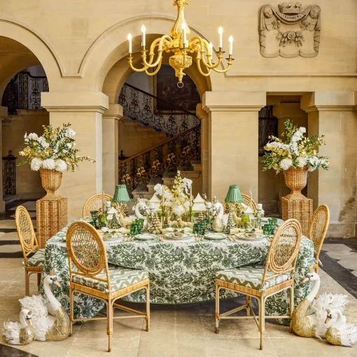 Mrs. Alice Celine Green Glass Bow Candlescape (Gold)< Candles | Candlescapes