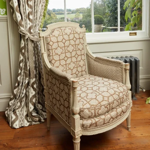 Mrs. Alice Chestnut Brown Bamboo Trellis Fabric< Serena Fresson Fabrics