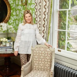 Mrs. Alice Chestnut Brown Bamboo Trellis Fabric< Serena Fresson Fabrics
