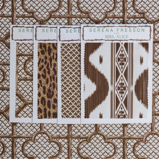 Mrs. Alice Chestnut Brown Bamboo Trellis Fabric< Serena Fresson Fabrics