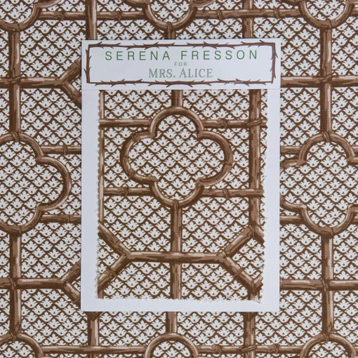 Mrs. Alice Chestnut Brown Bamboo Trellis Fabric< Serena Fresson Fabrics