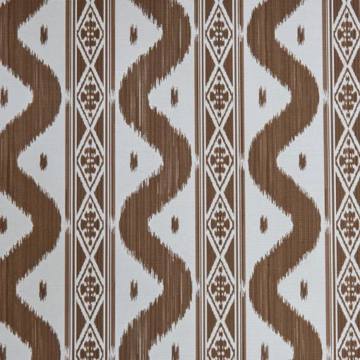 Mrs. Alice Chestnut Brown Ikat Stripe Fabric< Serena Fresson Fabrics