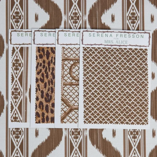 Mrs. Alice Chestnut Brown Ikat Stripe Fabric< Serena Fresson Fabrics