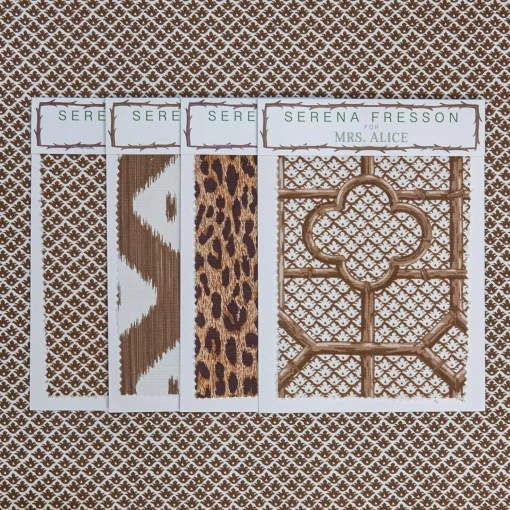 Mrs. Alice Chestnut Brown Lotus Flower Fabric< Serena Fresson Fabrics