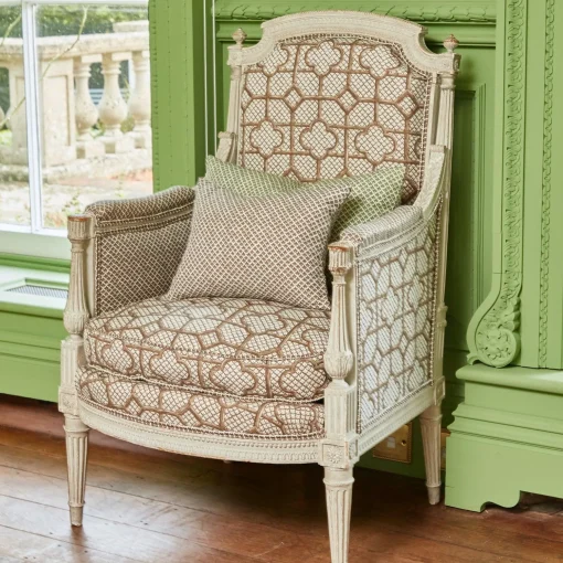 Mrs. Alice Chestnut Brown Lotus Flower Fabric< Serena Fresson Fabrics