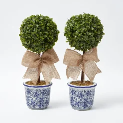 Mrs. Alice Chinoiserie Faux Potted Boxwood Tree (Pair)< Spring Decorations | For The Homemaker