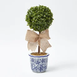 Mrs. Alice Chinoiserie Faux Potted Boxwood Tree (Pair)< Spring Decorations | For The Homemaker