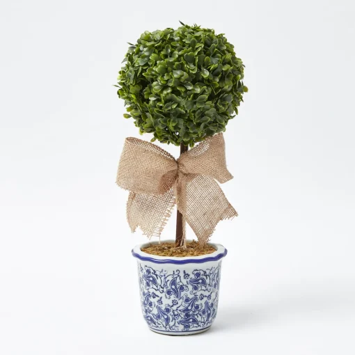 Mrs. Alice Chinoiserie Faux Potted Boxwood Tree (Pair)< Spring Decorations | For The Homemaker