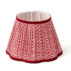 Mrs. Alice Chinoiserie Rechargeable Lamp with Red Lotus Shade (22cm)< Rechargeable Table Lamps